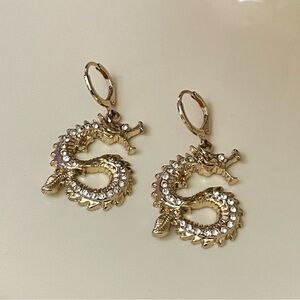 Gold Dragon Hoop Earrings